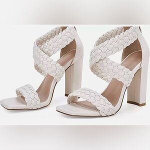 Chic White Braided Women's Heels